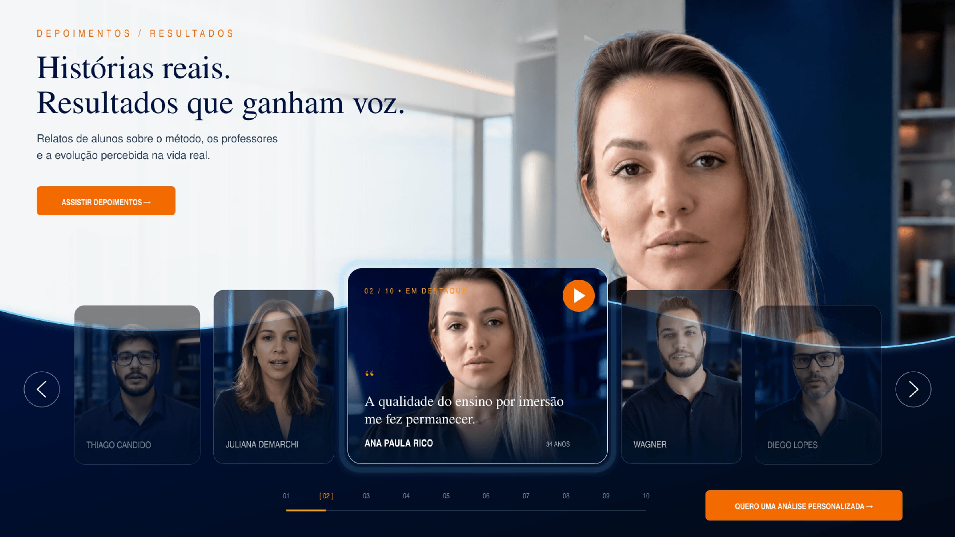 Historias reais. Resultados que ganham voz, com depoimentos de alunos da EAC.